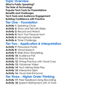 Public Speaking With Tech Tools Worksheet Activity Booklet