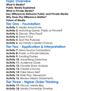 Public Vs Private Media Worksheet Activity Booklet