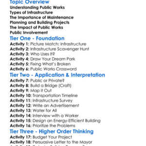 Public Works And Infrastructure Worksheet Activity Booklet