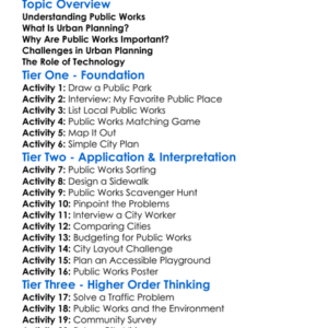 Public Works And Urban Planning Worksheet Activity Booklet