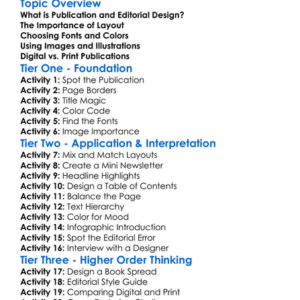Publication And Editorial Design Worksheet Activity Booklet