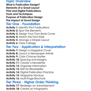 Publication Design Worksheet Activity Booklet