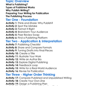 Publishing Writing Worksheet Activity Booklet