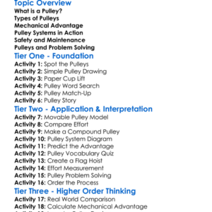 Pulley Systems Worksheet Activity Booklet