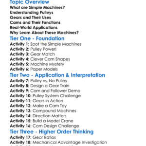 Pulleys Gears And Cams Worksheet Activity Booklet