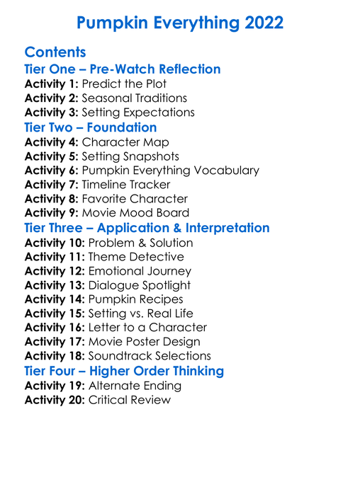 Pumpkin Everything 2022 Worksheet Activity Booklet