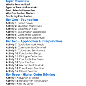 Punctuation Rules Worksheet Activity Booklet