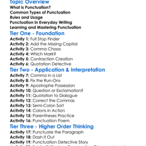 Punctuation Worksheet Activity Booklet