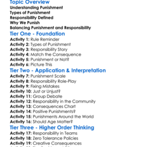 Punishment And Responsibility Worksheet Activity Booklet