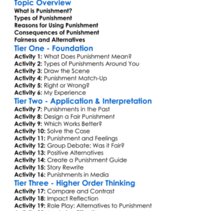 Punishment Worksheet Activity Booklet