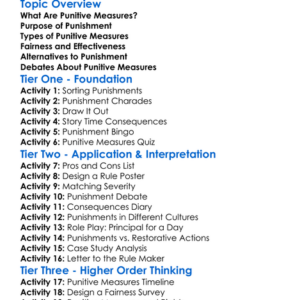 Punitive Measures Worksheet Activity Booklet