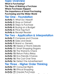 Purchasing Worksheet Activity Booklet