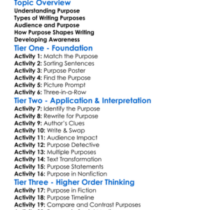 Purpose For Writing Worksheet Activity Booklet