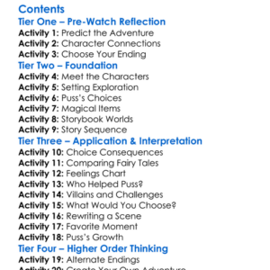 Puss In Book Trapped In An Epic Tale 2017 Worksheet Activity Booklet