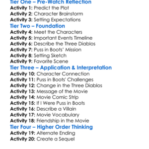 Puss In Boots The Three Diablos 2012 Worksheet Activity Booklet