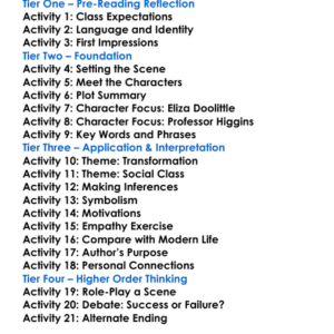 Pygmalion George Bernard Shaw Worksheet Activity Booklet