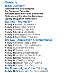 Pyramids And Ancient Egyptian Architecture Worksheet Activity Booklet