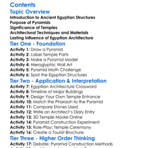 Pyramids Temples And Egyptian Architecture Worksheet Activity Booklet