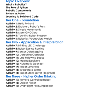 Python For Robotics Worksheet Activity Booklet