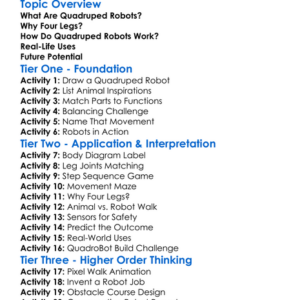 Quadruped Robots Worksheet Activity Booklet