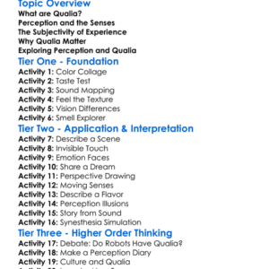Qualia And Perception Worksheet Activity Booklet