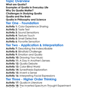 Qualia Worksheet Activity Booklet
