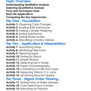Qualitative And Quantitative Analysis Worksheet Activity Booklet