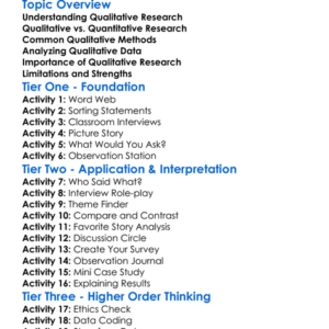 Qualitative Research Worksheet Activity Booklet