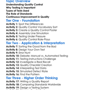 Quality Control And Testing Worksheet Activity Booklet