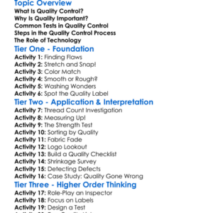 Quality Control In Textiles Worksheet Activity Booklet