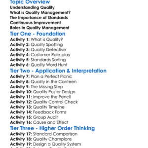Quality Management Worksheet Activity Booklet