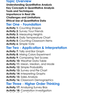 Quantitative Analysis Worksheet Activity Booklet