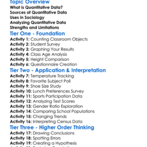 Quantitative Data In Sociology Worksheet Activity Booklet