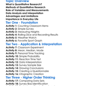 Quantitative Research Worksheet Activity Booklet