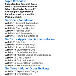 Quantitative Vs Qualitative Research Worksheet Activity Booklet