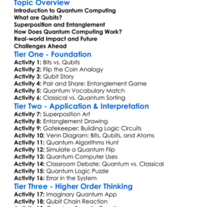 Quantum Computing Basics Worksheet Activity Booklet