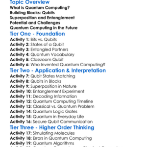 Quantum Computing Overview Worksheet Activity Booklet