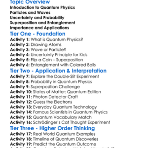 Quantum Physics Basics Worksheet Activity Booklet