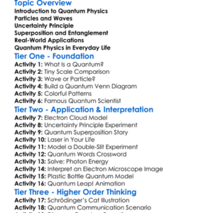 Quantum Physics Fundamentals Worksheet Activity Booklet