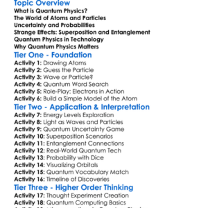 Quantum Physics Worksheet Activity Booklet