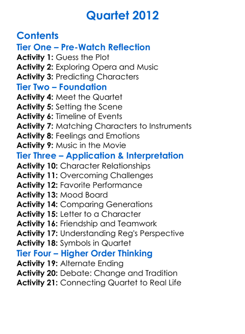 Quartet 2012 Worksheet Activity Booklet