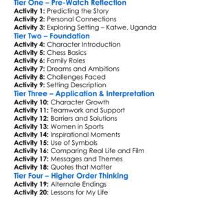 Queen Of Katwe Worksheet Activity Booklet