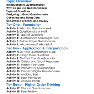 Questionnaires Worksheet Activity Booklet