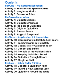Quidditch Through The Ages Jk Rowling Worksheet Activity Booklet