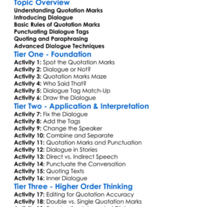 Quotation Marks And Dialogue Worksheet Activity Booklet