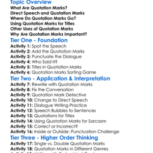 Quotation Marks Worksheet Activity Booklet