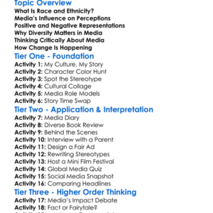 Race And Ethnicity In Media Worksheet Activity Booklet