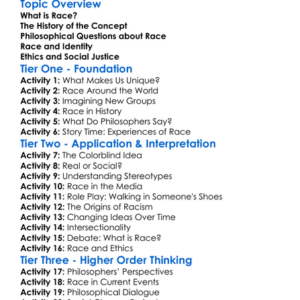 Race And Philosophy Worksheet Activity Booklet