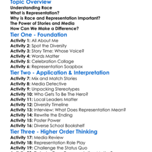Race And Representation Worksheet Activity Booklet