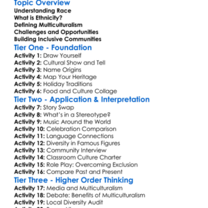 Race Ethnicity And Multiculturalism Worksheet Activity Booklet